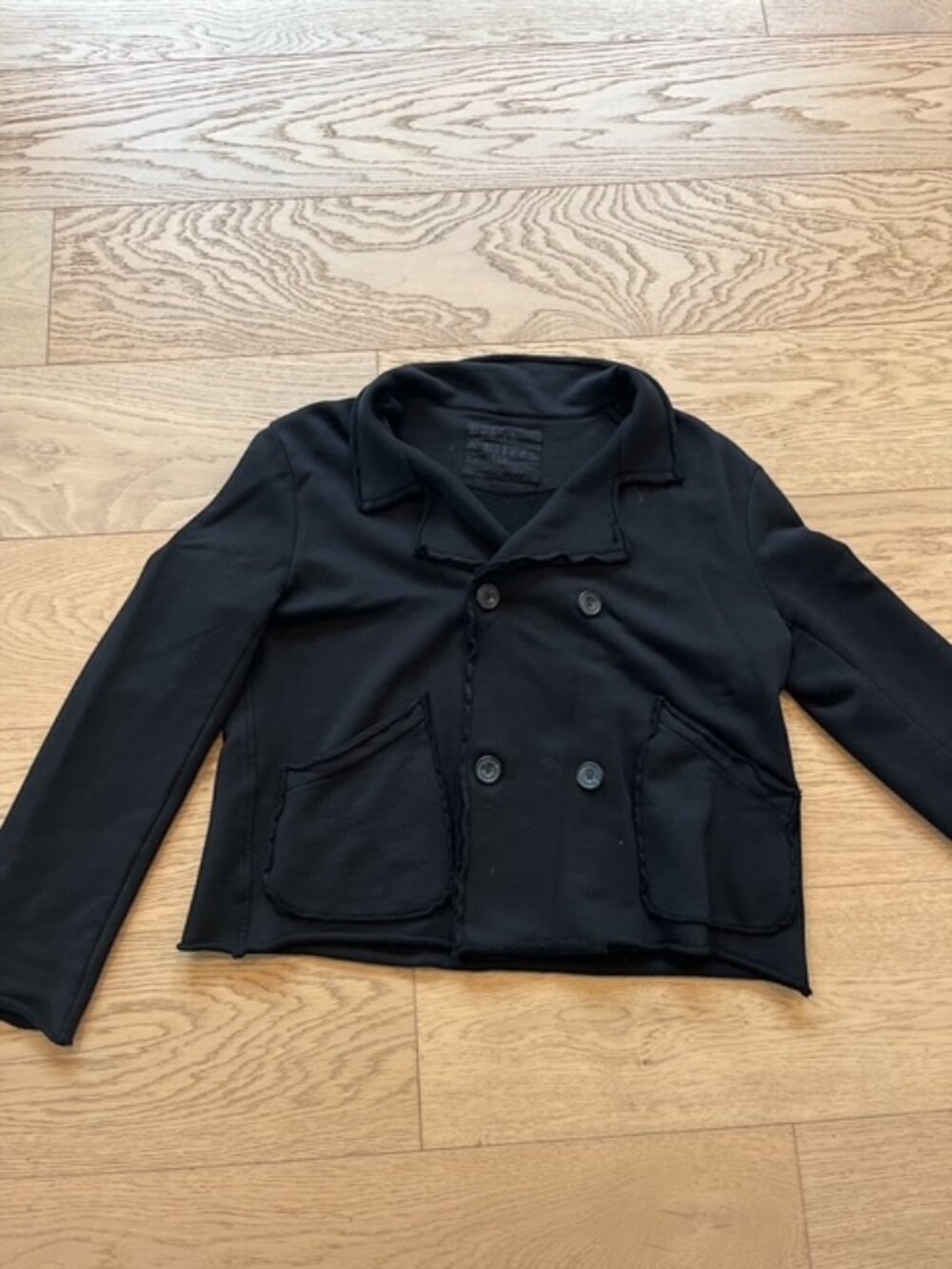 Frank and Eileen Mini Belfast Cropped Sweatshirt Peacoat - Black - Size M